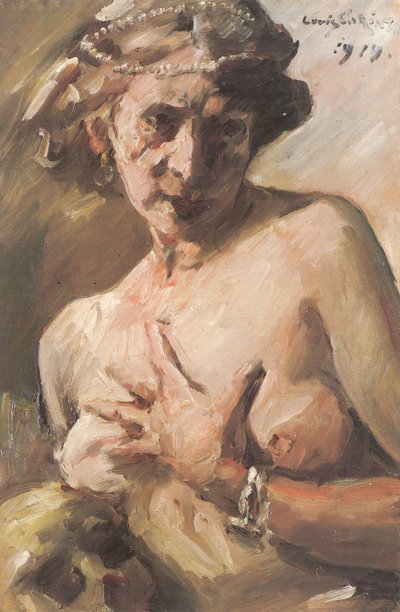 Magdalena met parels in haar haar door Lovis Corinth